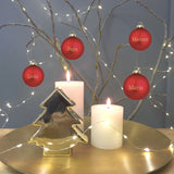 Lot de 4 boules de Noël rouges en verre mates personnalisées