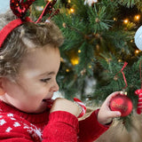 Lot de 4 boules de Noël rouges en verre mates personnalisées