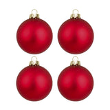 Lot de 4 boules de Noël rouges en verre mates personnalisées