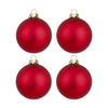 Lot de 4 boules de Noël rouges en verre mates personnalisées