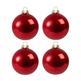 Lot de 4 boules de Noël rouges en verre brillantes personnalisées