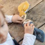 Anneau dentition Bébé Jaune moutarde personnalisé Gaze de coton