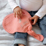 Doudou Bébé Vert amande personnalisé Gaze de coton