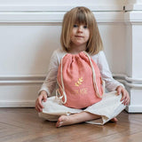 Sac à dos Cadeau naissance personnalisé Rose poudré Gaze de coton