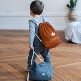 Sac à dos Cadeau bébé personnalisé Terracotta Gaze de coton