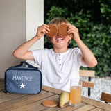 Sac à goûter isotherme Petit modèle Cadeau Enfant personnalisé bleu chiné