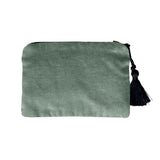 Pochette velours Baptême et Communion Kaki personnalisée
