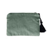 Pochette velours Baptême et Communion Kaki personnalisée