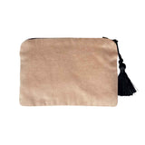 Pochette velours Baptême et Communion Rose poudré personnalisée
