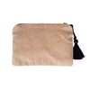Pochette velours Baptême et Communion Rose poudré personnalisée