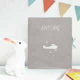 Album photo traditionnel Cadeau Enfant personnalisé Gris béton Lin