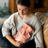 Bouillotte adulte en lin de couleur rose framboise personnalisée