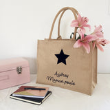 Sac cabas Cadeau Fête des mères / Grand mères personnalisé Toile de jute