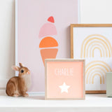 Veilleuse Cadeau Baptême personnalisé Rose poudré