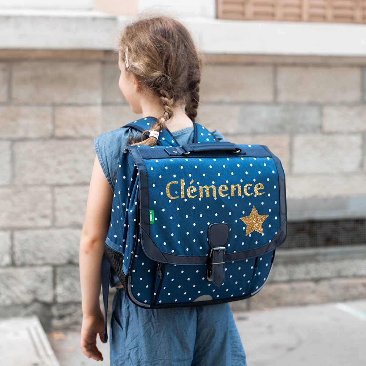 Bag Cartable Tann's Pois Satchel Tann's Faustine Blue