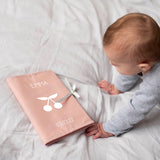 Protège carnet de santé Cadeau Enfant personnalisé Rose poudré Lin