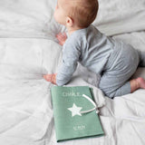 Protège carnet de santé Cadeau Enfant personnalisé Vert amande Lin