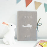 Protège carnet de santé Cadeau Enfant personnalisé Gris béton Lin