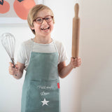 Tablier enfant personnalisé Vert amande Lin enduit