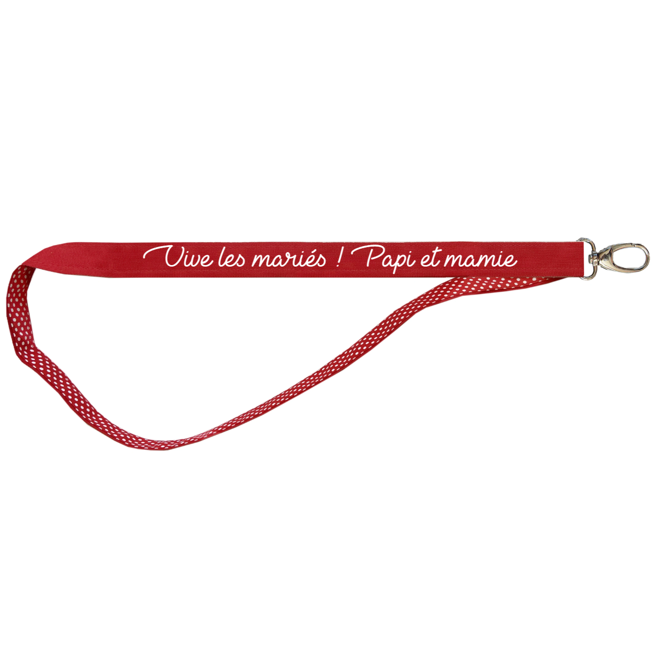 Porte clés Long Cadeau Mariage personnalisé Rouge pois rouge