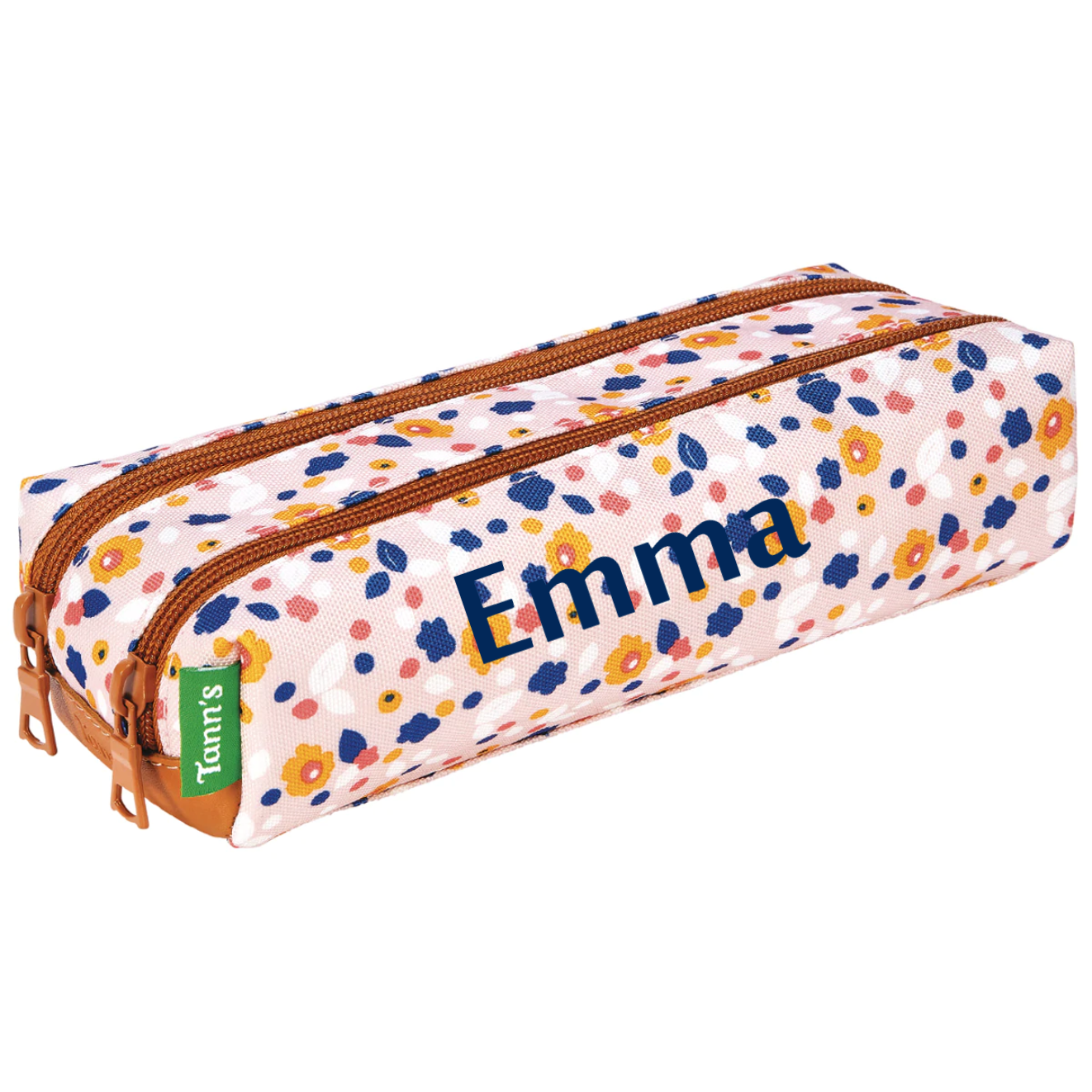 Trousse Tann s double personnalis e Fleuri rose p le et bleu Les