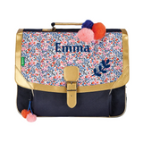 Cartable Enfant Tann's personnalisé CP CE1 CE2 fleuri pompons