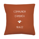Coussin Cadeau Baptême / Communion personnalisé Terracotta Lin